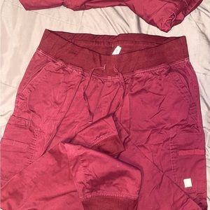 burgundy scrub set